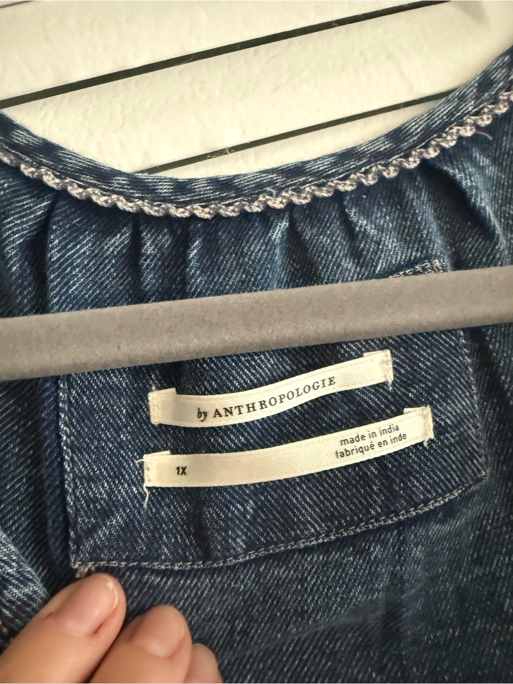 Anthropologie Somerset Mini Denim Blue Smocked-Waist Dress, 1x , worn once - Picture 6 of 9